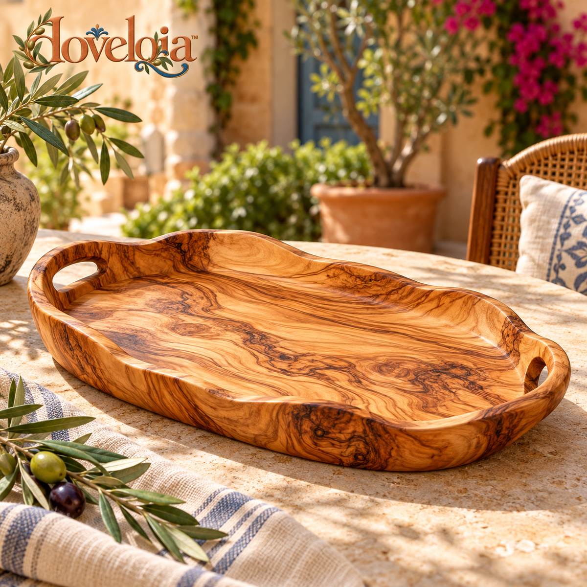 Olive Wood Serving Accent Tray image 1