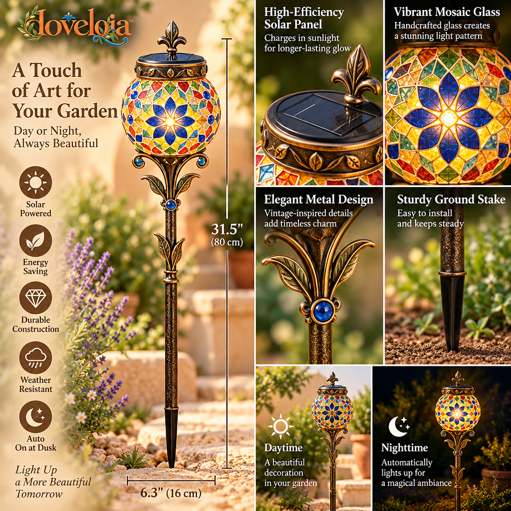 Solar Mosaic Garden Stake Light image 4