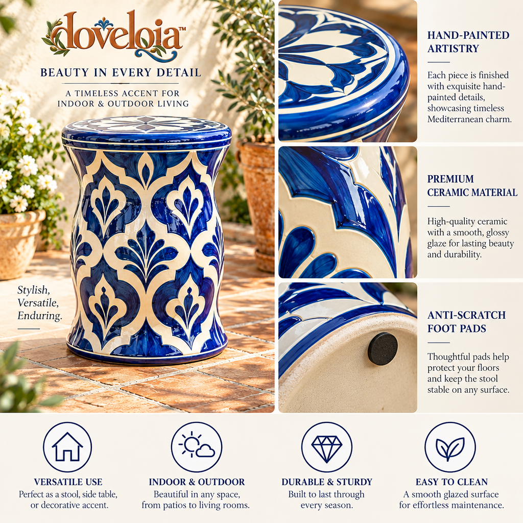 Ceramic Garden Stool Accent Table image 2