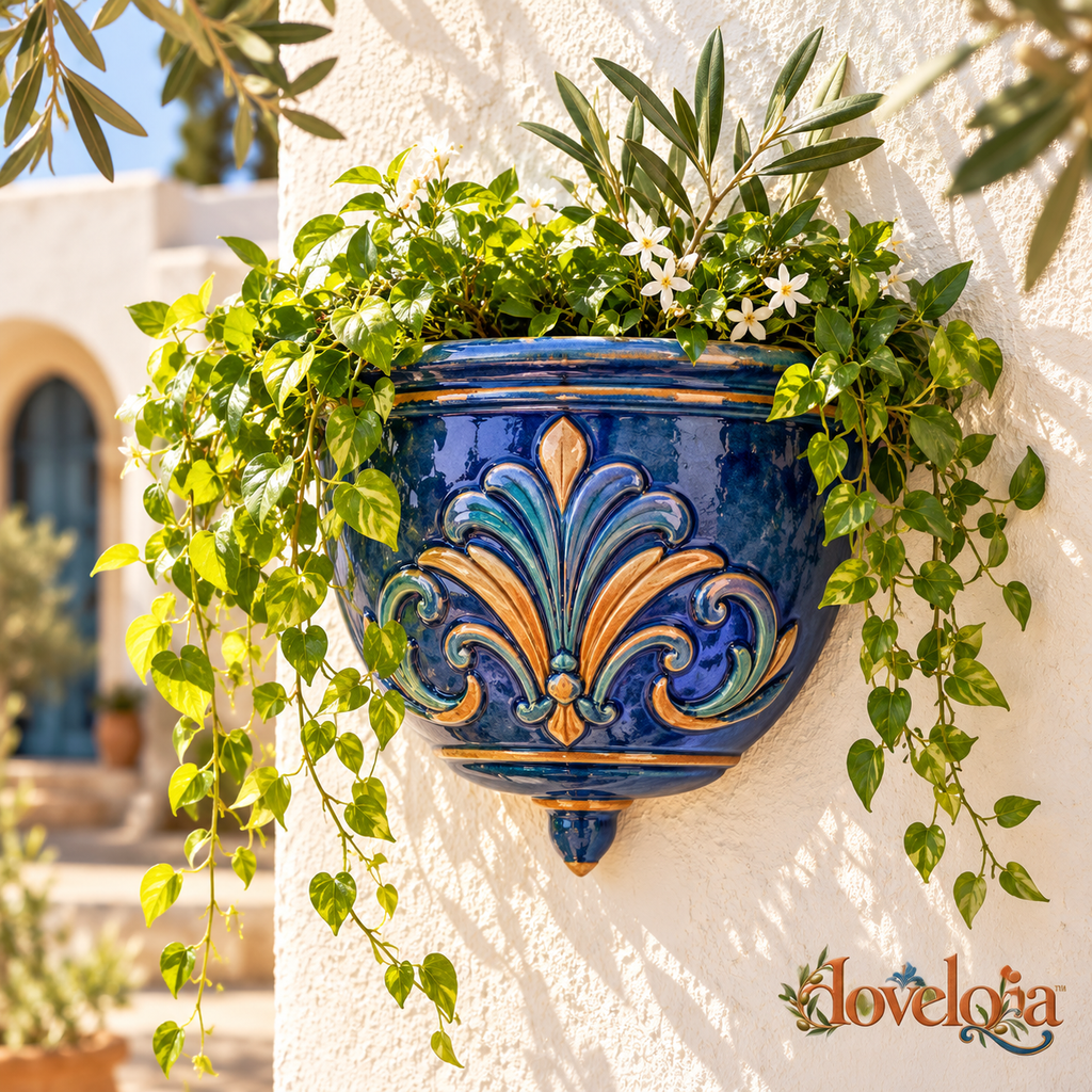 Blue Ceramic Wall Planter image 1