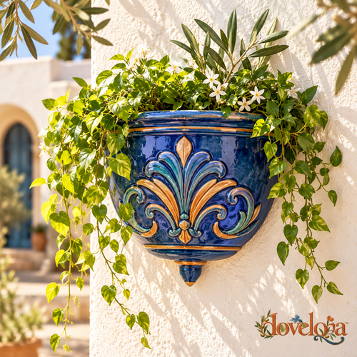 Blue Ceramic Wall Planter image 1
