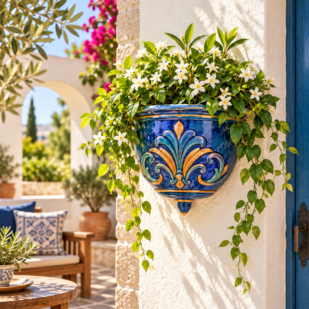 Blue Ceramic Wall Planter image 4
