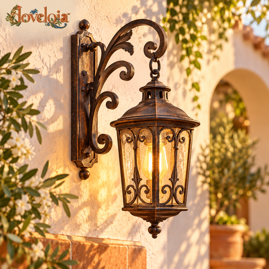 Wrought Iron Lantern Wall Sconce image 1