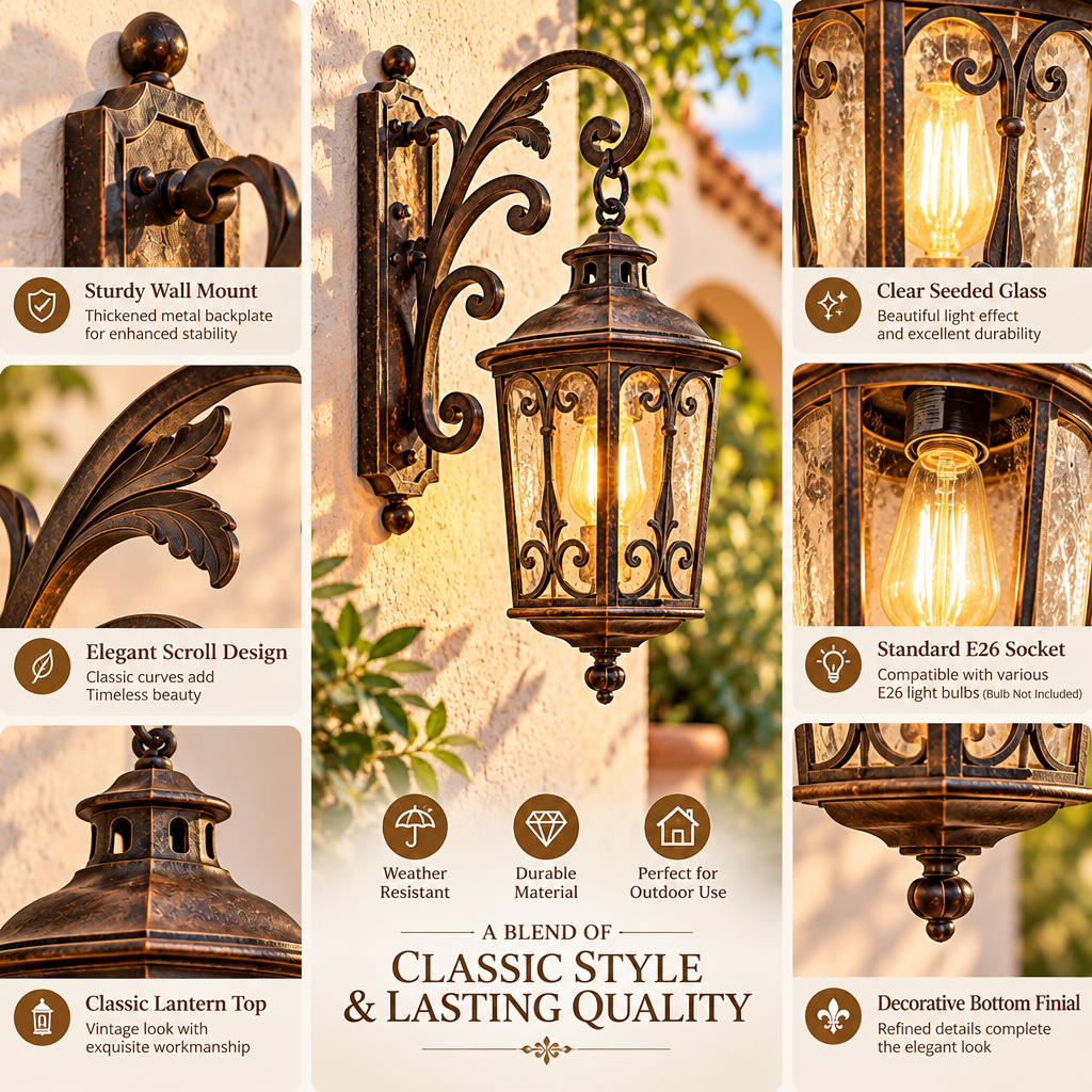 Wrought Iron Lantern Wall Sconce image 3