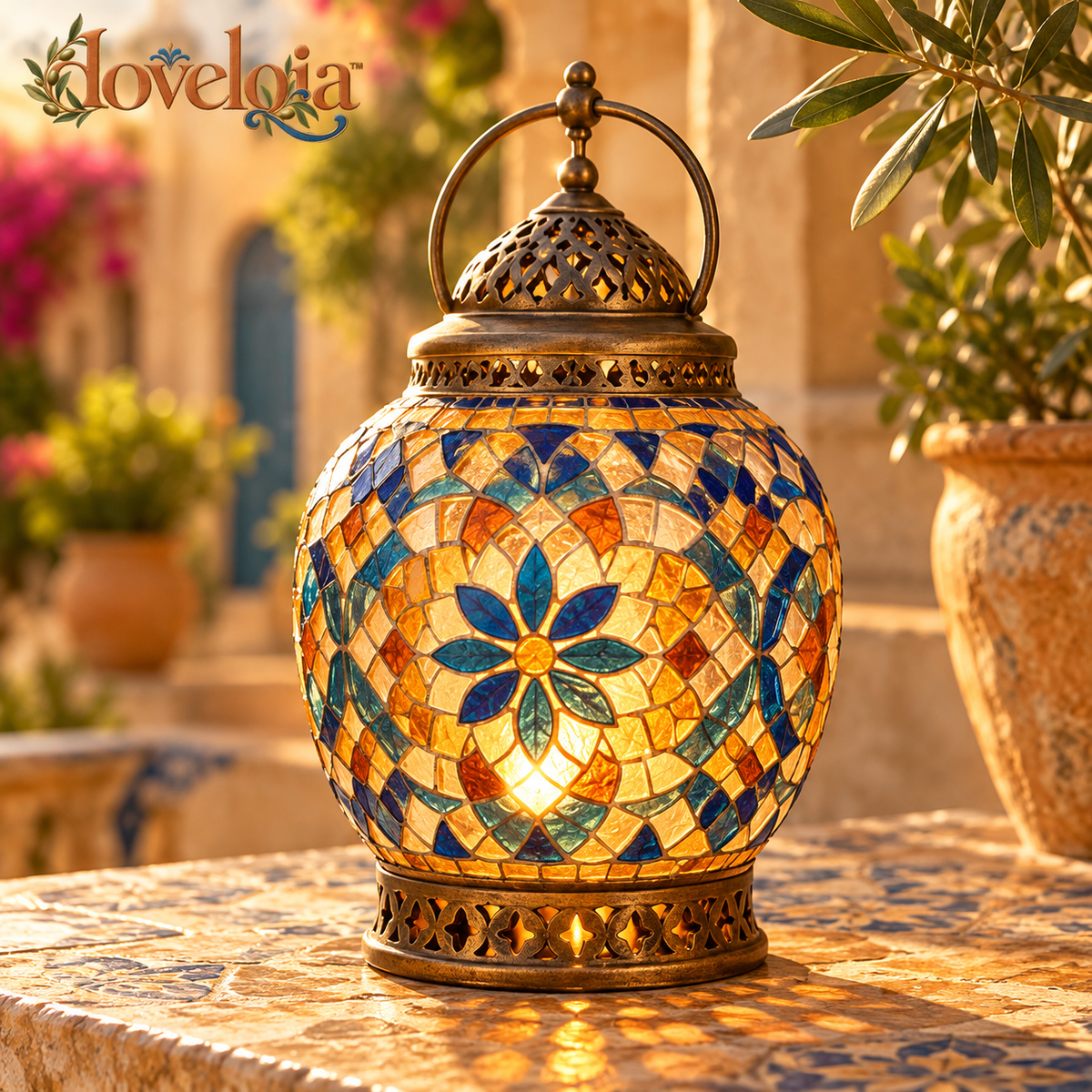 Mosaic Candle Lantern image 1