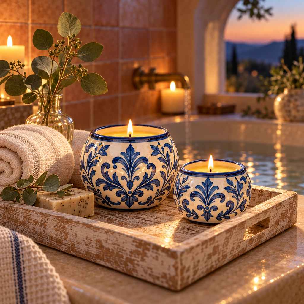 Ceramic Citronella Candle Holder Set image 2
