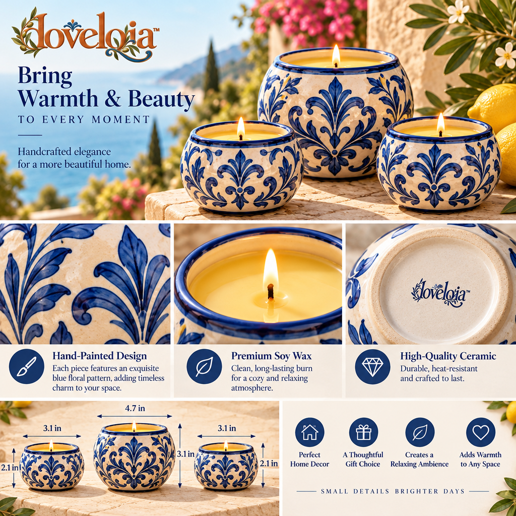 Ceramic Citronella Candle Holder Set image 5