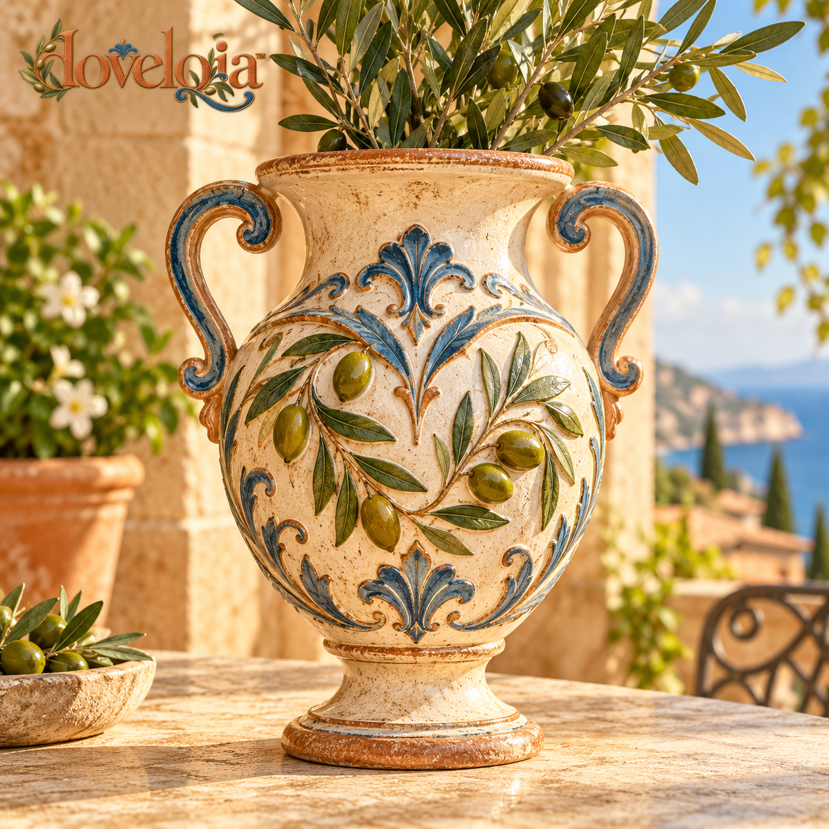 Mediterranean Decorative Urn Vase image 1