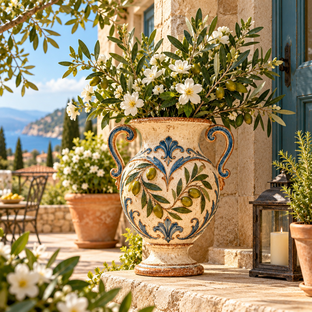 Mediterranean Decorative Urn Vase image 2