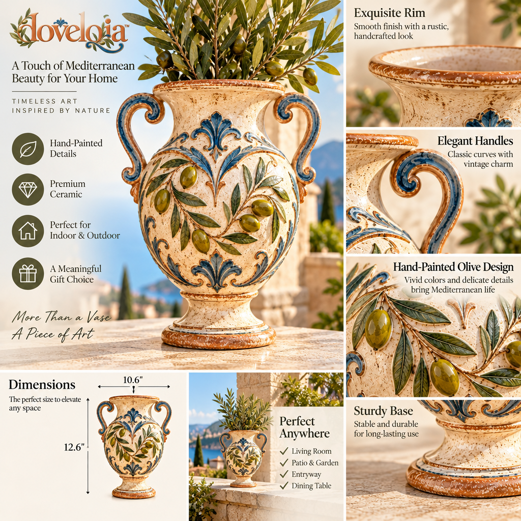 Mediterranean Decorative Urn Vase image 3